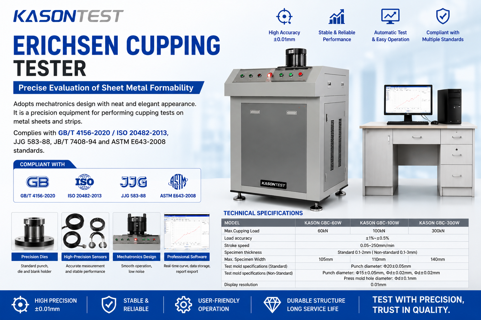 What Is a Cupping Tester and Which Standards Does It Meet? | ISO 20482 & GB/T 4156 Sheet Metal Formability Test