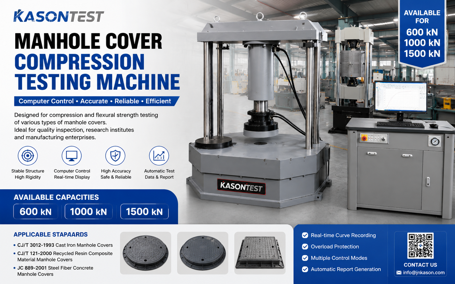 How Can 600 kN, 1000 kN and 1500 kN Manhole Cover Compression Testing Machines Improve Quality Control?